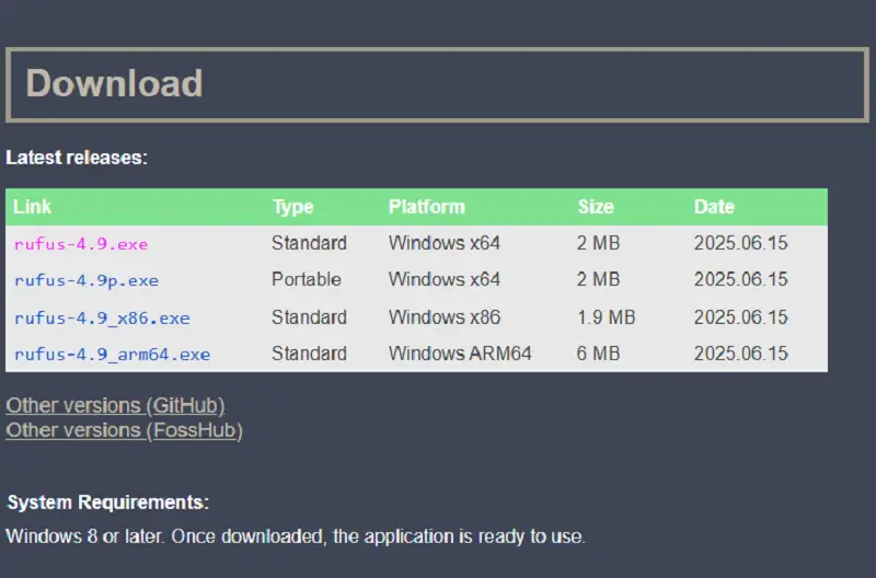 Tải phần mềm Rufus tạo USB Boot